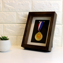 High Quality Custom Sport Military Medal collector frame 3D shadow box display case wooden picture photo frame
